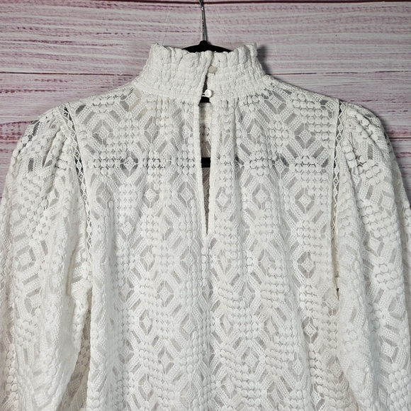 Sezane Shona White Lace Long Sleeve Blouse - Picture 12 of 15